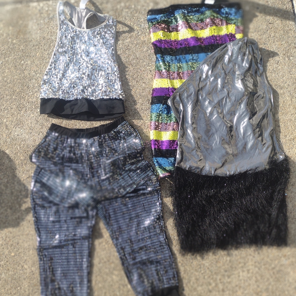 Rainbow Multicolor Sequin Mini Dress with Silver Accents